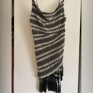 Black and white crochet beach dress
